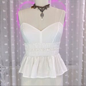 Peplum Spaghetti Strap Cropped Blouse